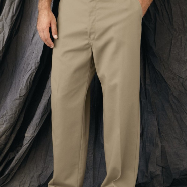 Men's Plain Front Casual Cotton Pants Thumbnail