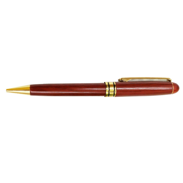 Real Wood Ballpoint Pen – Custom Logo Etched Wooden Pen with Gold Trim Thumbnail