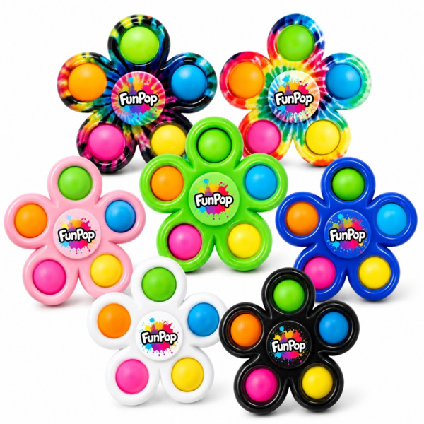 Push Pop Fidget Spinner Toy Set Silicone Sensory Stress Relief Spinner Popper Toy Thumbnail